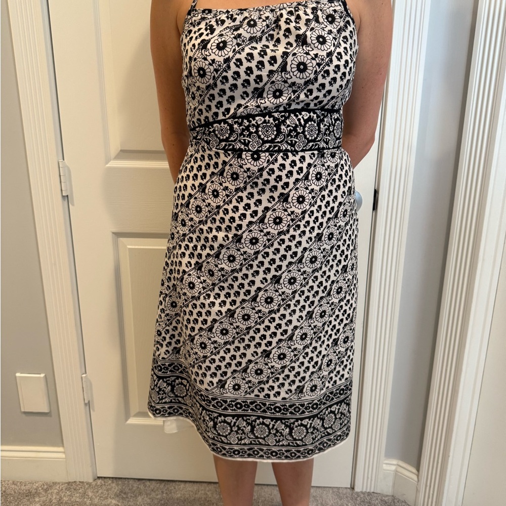 LOFT Black and White Floral Dress
